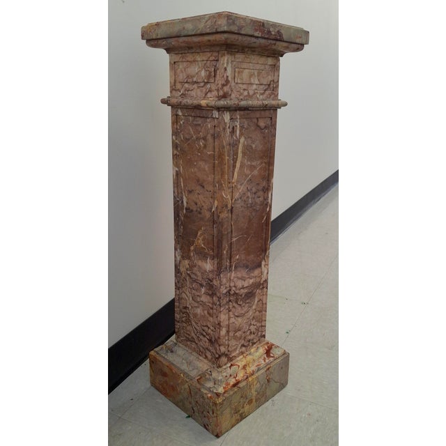 Pair Louis XVI Style Mottled Rouge De France Marble Pedestals For Sale - Image 15 of 17