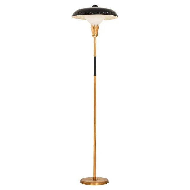 Vintage Floor Lamp in Opaline Glass and Lacquered Metal, 1950s For Sale - Image 11 of 11
