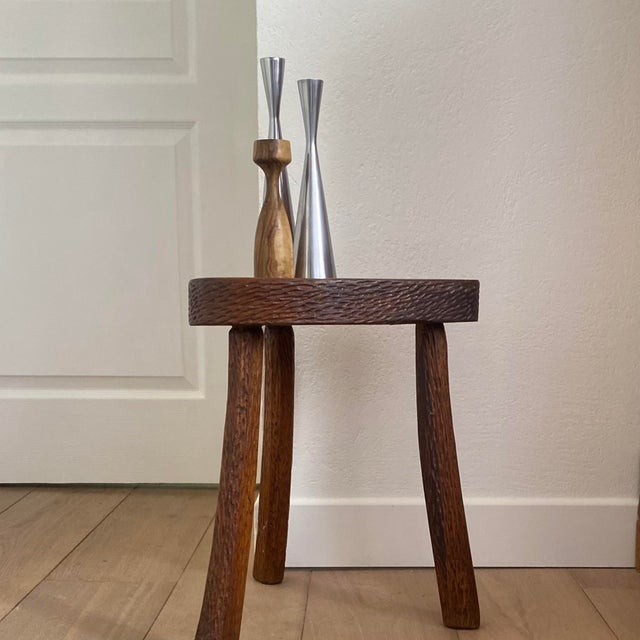 Vintage Brutalist Tripod Stool, 1950s For Sale - Image 8 of 11