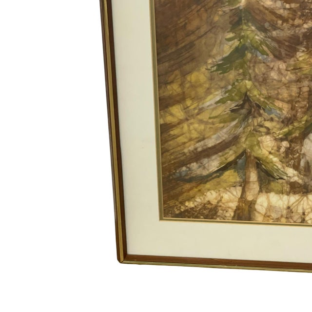 1970s Louise "Lou" Wilson "Forest Deep" Framed Batik Acrylic Forest Artwork. For Sale In Seattle - Image 6 of 10