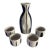 Vintage Mid Century Blue and White Ceramic Sake Set, 5 Pieces For Sale