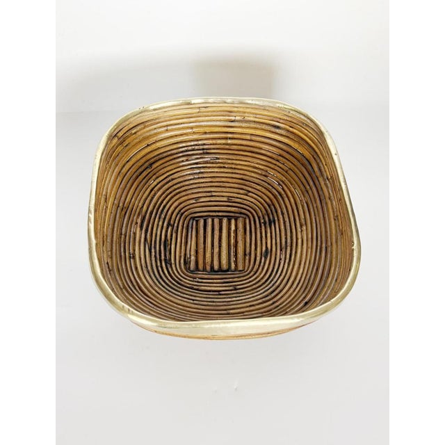 Wicker and Brass Fruit Basket, France, 1960s For Sale - Image 4 of 12