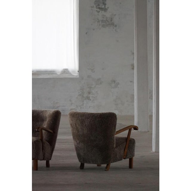 Mid-Century Modern Lounge Chairs in Beech and Lambswool, Denmark, 1950s, Set of 2 For Sale - Image 14 of 18