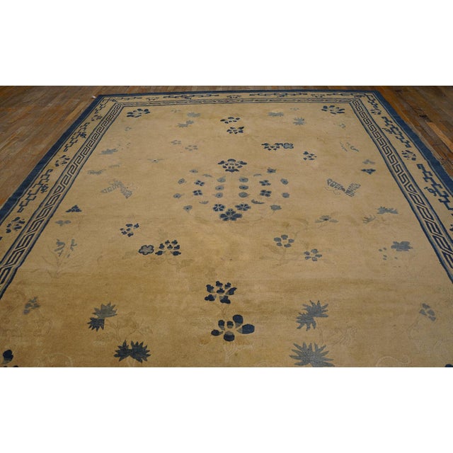 Late 19th Century Chinese Peking Carpet ( 8'4" x 10'2" - 255 x 310 ) Antique Hand Knotted Pile Rectangle Wool Ivory Beige...