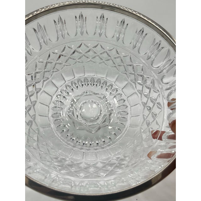 Mid 19th Century Vintage Heavy Cut Crystal, Silver Plated Rim For Sale - Image 5 of 11
