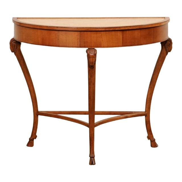 Mid 20th Century Florentine Console with Ram Heads & Marble Top For Sale