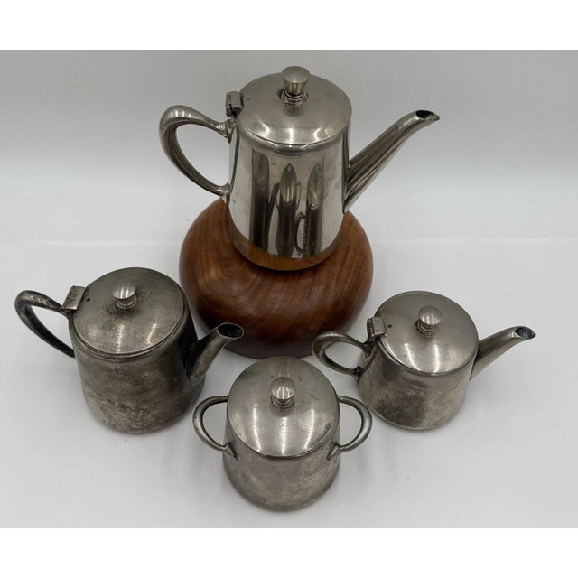 Metal Moroccan Berrad Silver-Plated Teapot Set, 4 Pieces For Sale - Image 7 of 11