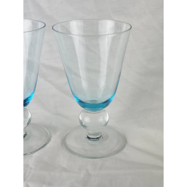 Glass 1970s French Blue Smoked Wine Glasses - Set of 3 For Sale - Image 7 of 10
