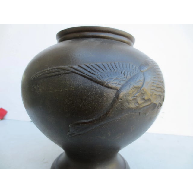 Antique Japanese Bronze Vase Meiji For Sale - Image 9 of 10