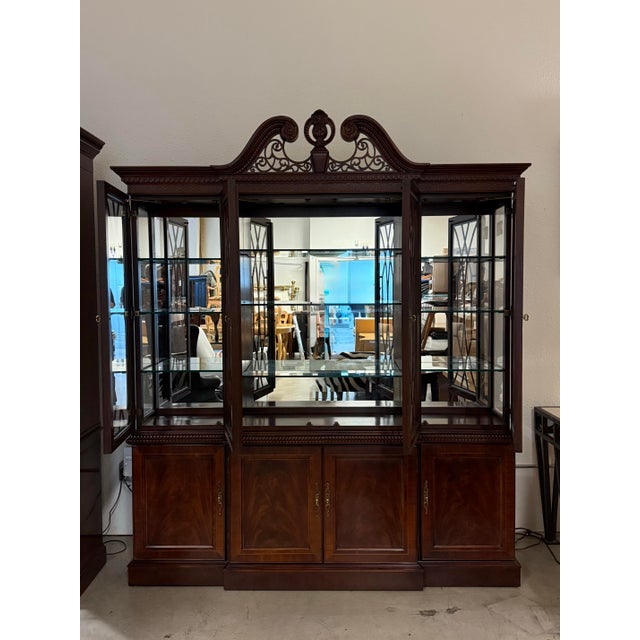 Late 20th Century Late 20th Century Furniture Centennial Collection Flame Mahogany + Cherry Wood China Cabinet For Sale - Image 5 of 12