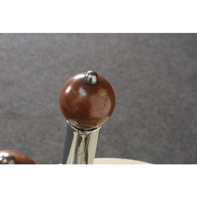 Pair of Art Deco Chrome and Copper Column Form Andirons For Sale - Image 12 of 18