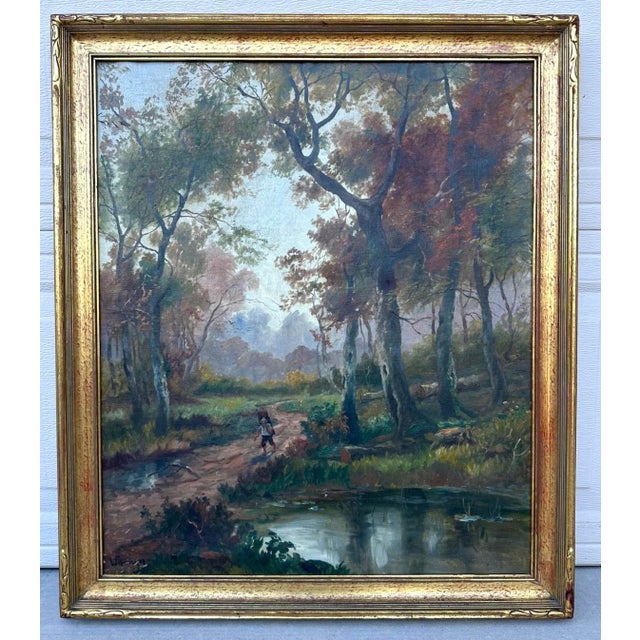 19th Century Hudson River School Style Landscape Oil Painting Attributed to Andrew W. Warren For Sale - Image 9 of 18