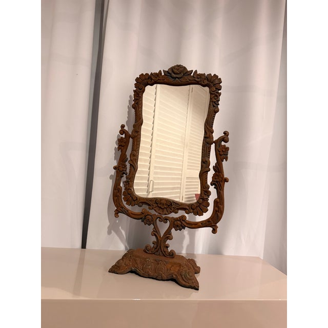 Large Victorian Antique Cast Iron Vanity Mirror For Sale - Image 12 of 12