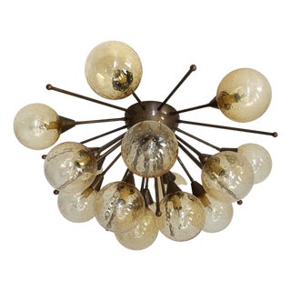 21st Century Mezzo Bronze Amber Bubbles Murano Flush Mount by Fabio LTD For Sale