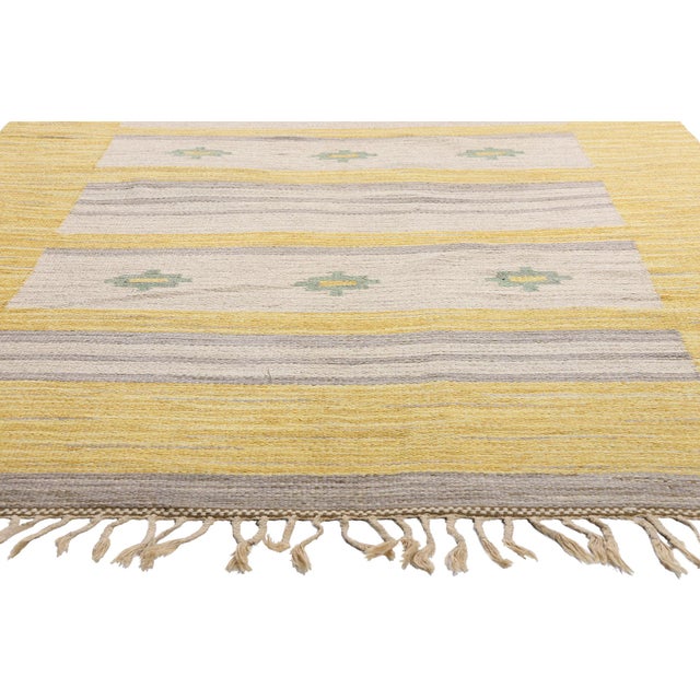 Märta Måås-Fjetterström Vintage Swedish Rollakan Rug, 05'01 X 09'05 For Sale - Image 4 of 10