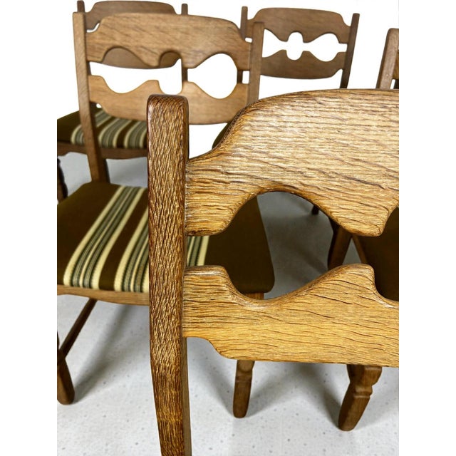 1960s Vintage Razorblade Oak Dining Chairs by Henning Kjærnulf for Nyrup Møbelfabrik, Denmark, 1960s, Set of 6 For Sale - Image 5 of 12