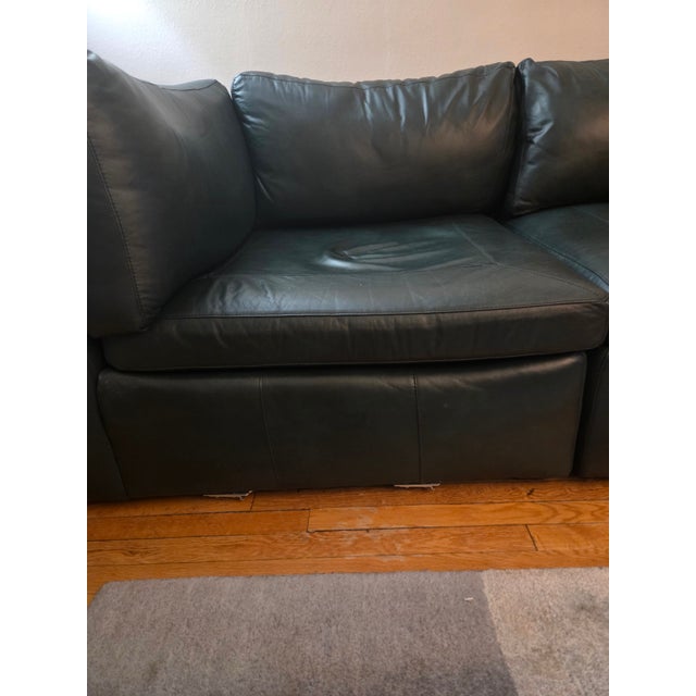 Green Stickley Modular Green Leather Sofa For Sale - Image 8 of 8