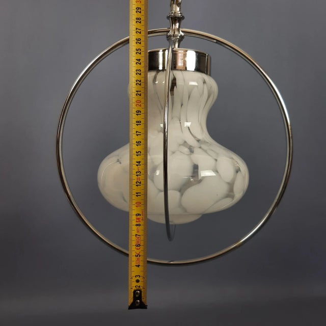 White Murano Glass Pendant with Metal Rings by Nason Mazzega, 1970 For Sale - Image 12 of 13