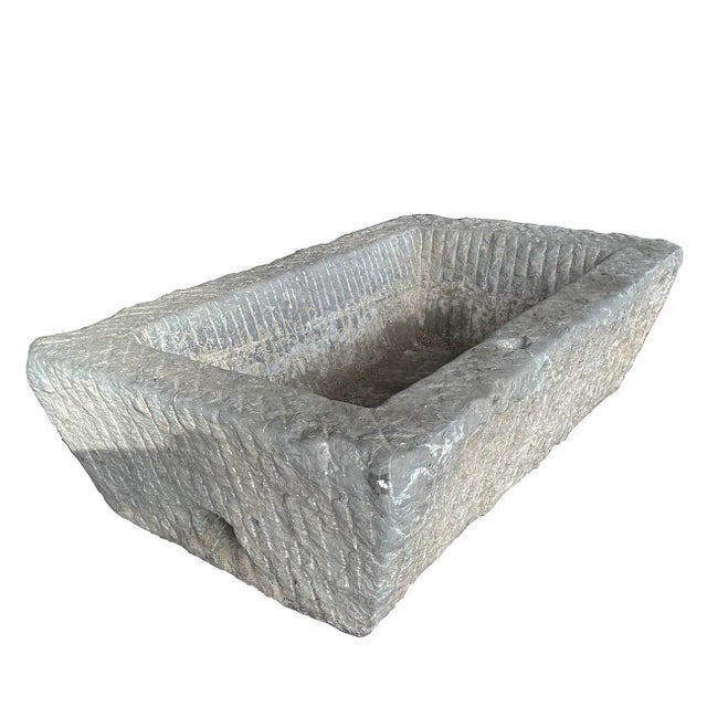 19th Century Antique Chinese Hand Chiseled Stone Trough/Planter For Sale - Image 4 of 11