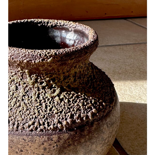 Mid-Century Modern Brutalist Studio Ceramic Art Vase with Textured Rough Glaze, Germany, 1960s For Sale - Image 3 of 12