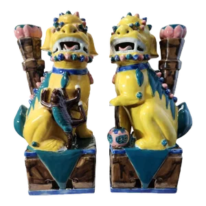 Early 20th Century Chinese Foo Dogs - a Pair