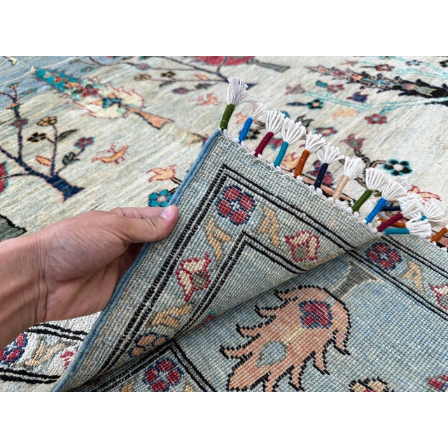 Afghan Pictorial Tree of Life Hand-Knotted Wool Rug - 7'11" X 5'6" For Sale - Image 14 of 14