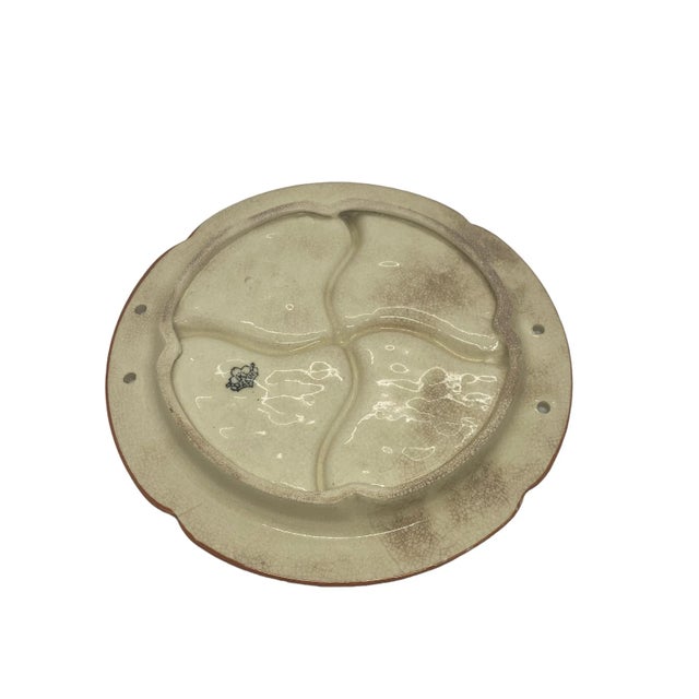 Vintage Divided Ceramic Hand Painted Dish Plate Majolica Style K Maker’s Mark Japan 1940’s For Sale In Washington DC - Image 6 of 12