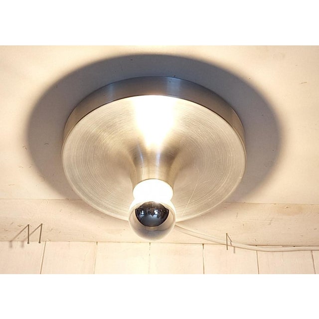 Vintage Minimalist Disc Ceiling Lamp in Aluminum, 1970s For Sale - Image 3 of 7