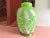Gorgeous big ginger jar lamp of cased glass in a luminous shade of sea foam green with applied dimensional creamy white...