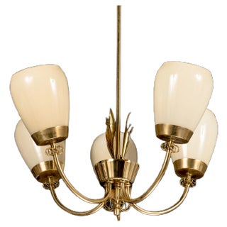 Brass Chandelier by Mauri Almari for Idman, Finland, 1966 For Sale