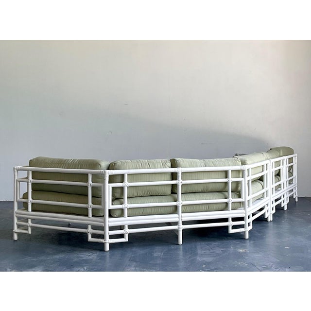 Vintage Rattan and Fabric Sectional Sofa After Ficks Reed For Sale - Image 14 of 18