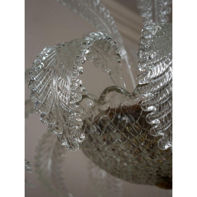 Vintage Art Deco Murano Glass Chandelier with Eighteen Leaves by Ercole Barovier, 1930s For Sale - Image 11 of 18