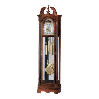 Vintage Howard Miller Mahogany Traditional Style Benjamin Grandfathers Clock For Sale