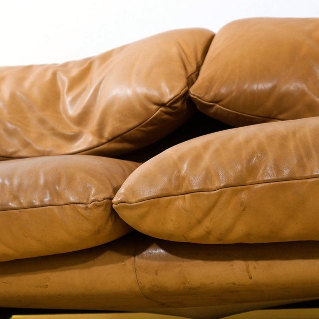 Tan Maralunga Living Room Set in Tan Leather by Vico Magistretti for Cassina, 1970s, Set of 3 For Sale - Image 8 of 18