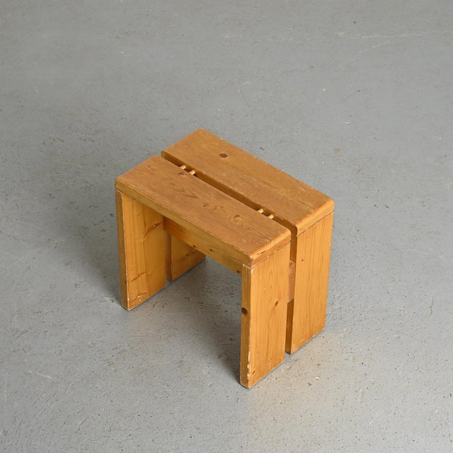 Vintage Pine Stool from Les Arcs, 1970s For Sale - Image 10 of 10