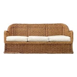 Vintage Boho Braided Rattan Sofa For Sale