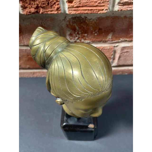 Vintage Brass Bust of a Laotian Woman For Sale - Image 9 of 12