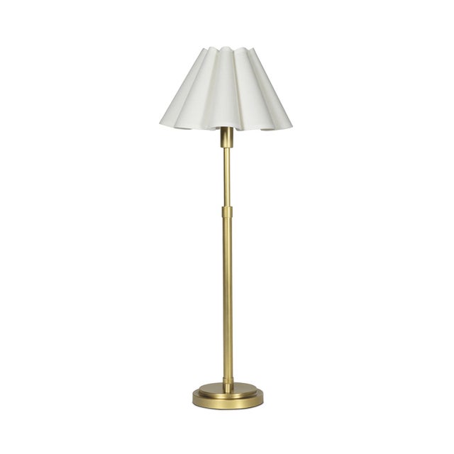 Regina Andrew Polly Buffet Lamp, Natural Brass with Linen Scalloped Shade For Sale In Detroit - Image 6 of 6