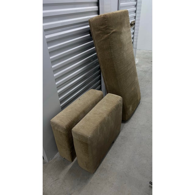 Vintage Upholstered Bench/Sofa With Heave Metal Frame For Sale - Image 9 of 12