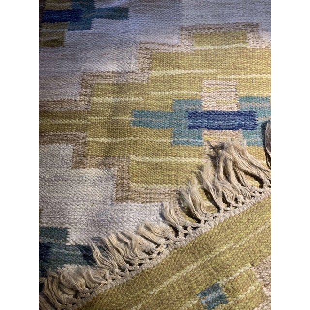 Mid-Century Swedish Flat Weave Rug For Sale - Image 5 of 11