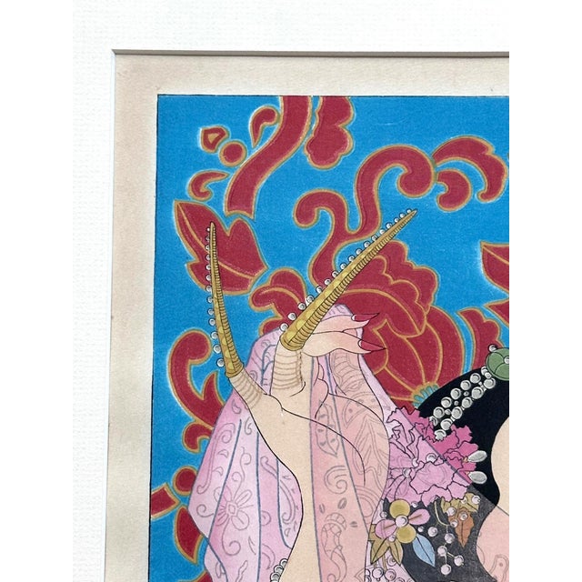 Framed Japanese Woodblock Print Les Perles by Paul Jacoulet For Sale - Image 14 of 16