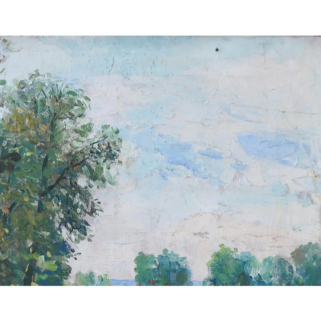 Realism Impressionism Spring Landscape Oil Painting, 1963 For Sale - Image 3 of 6