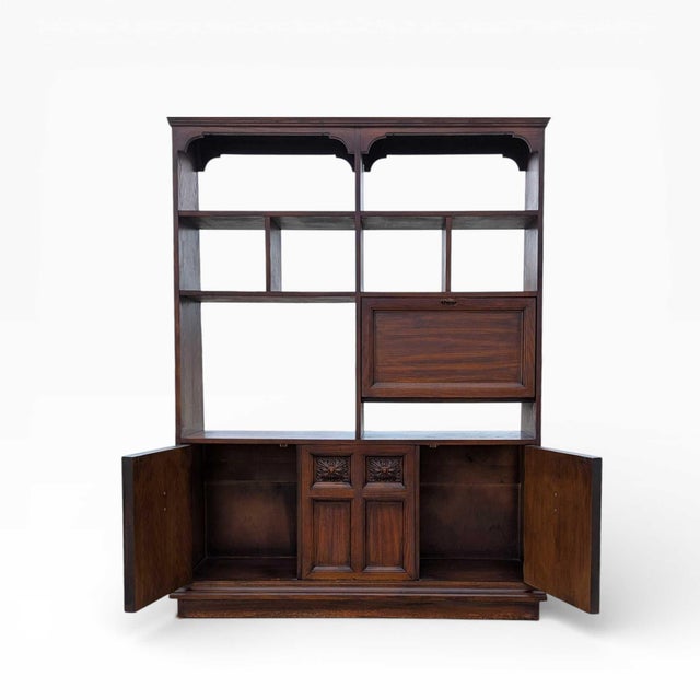 Vintage Freestanding Wall Unit – Wooden Room Divider, Storage Shelf, Antique Display Cabinet, Multi-Function Bookcase For Sale - Image 9 of 18