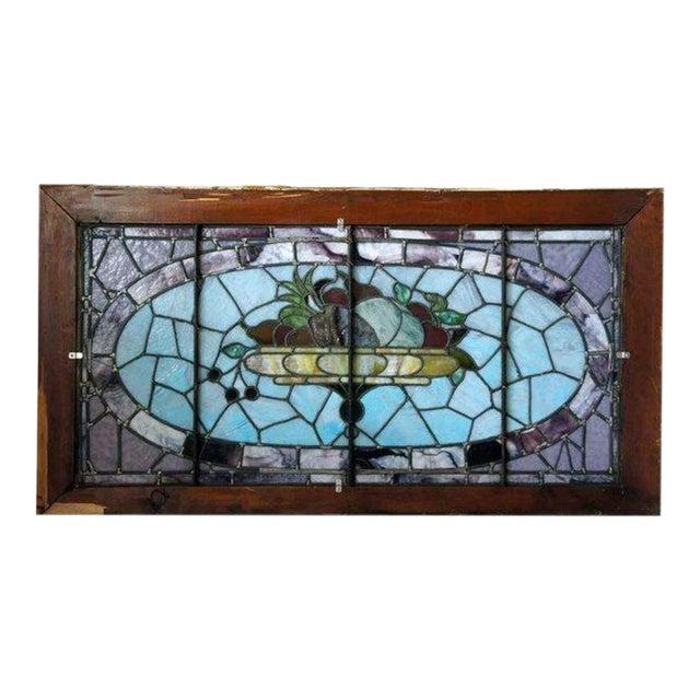 American Victorian Leaded And Stained Glass Fruit Basket Window Chairish