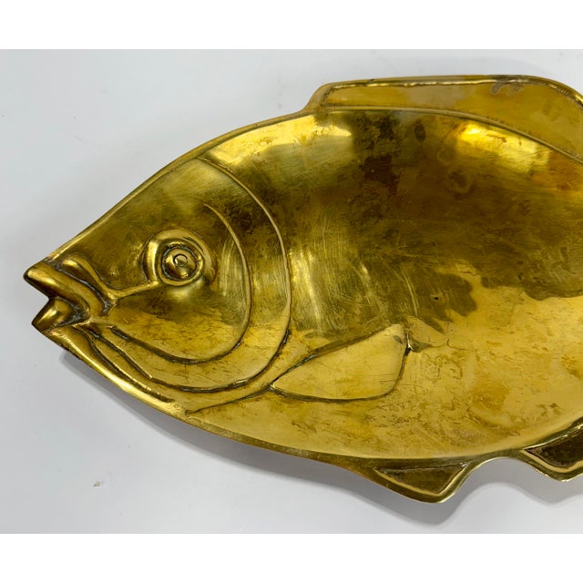 Mid 20th Century Large Vintage Brass Fish Dish For Sale - Image 5 of 6