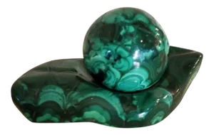 Malachite Carved Vide Poche Stones - a Pair