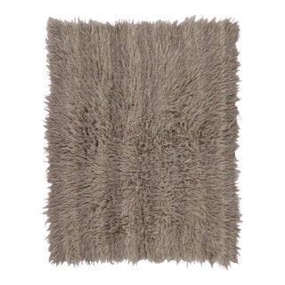 Vintage Tulu Shag Rug in Gray With Subtle Stripes - Rug & Kilim For Sale