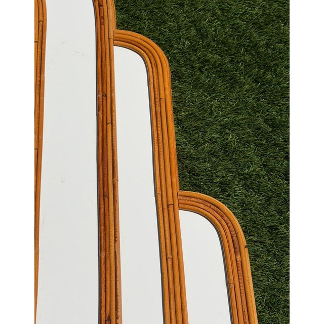 Hollywood Regency Tropical Mirror in Pencil Reed Bamboo attributed to Vivai Del Sud, Italy, 1970s For Sale - Image 13 of 17