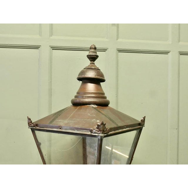 Large Victorian Copper Lantern Street Light For Sale - Image 5 of 7