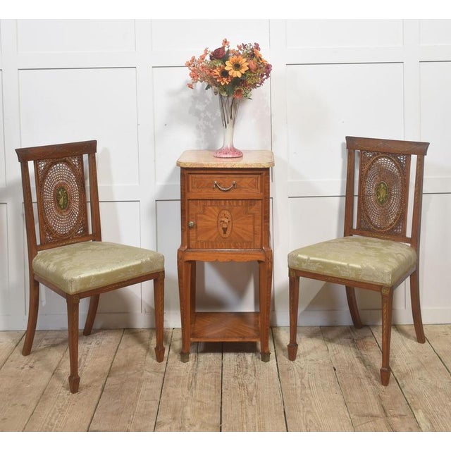 Edwardian Satinwood Cane-Back Side Chairs, 1890s, Set of 2 For Sale - Image 4 of 7